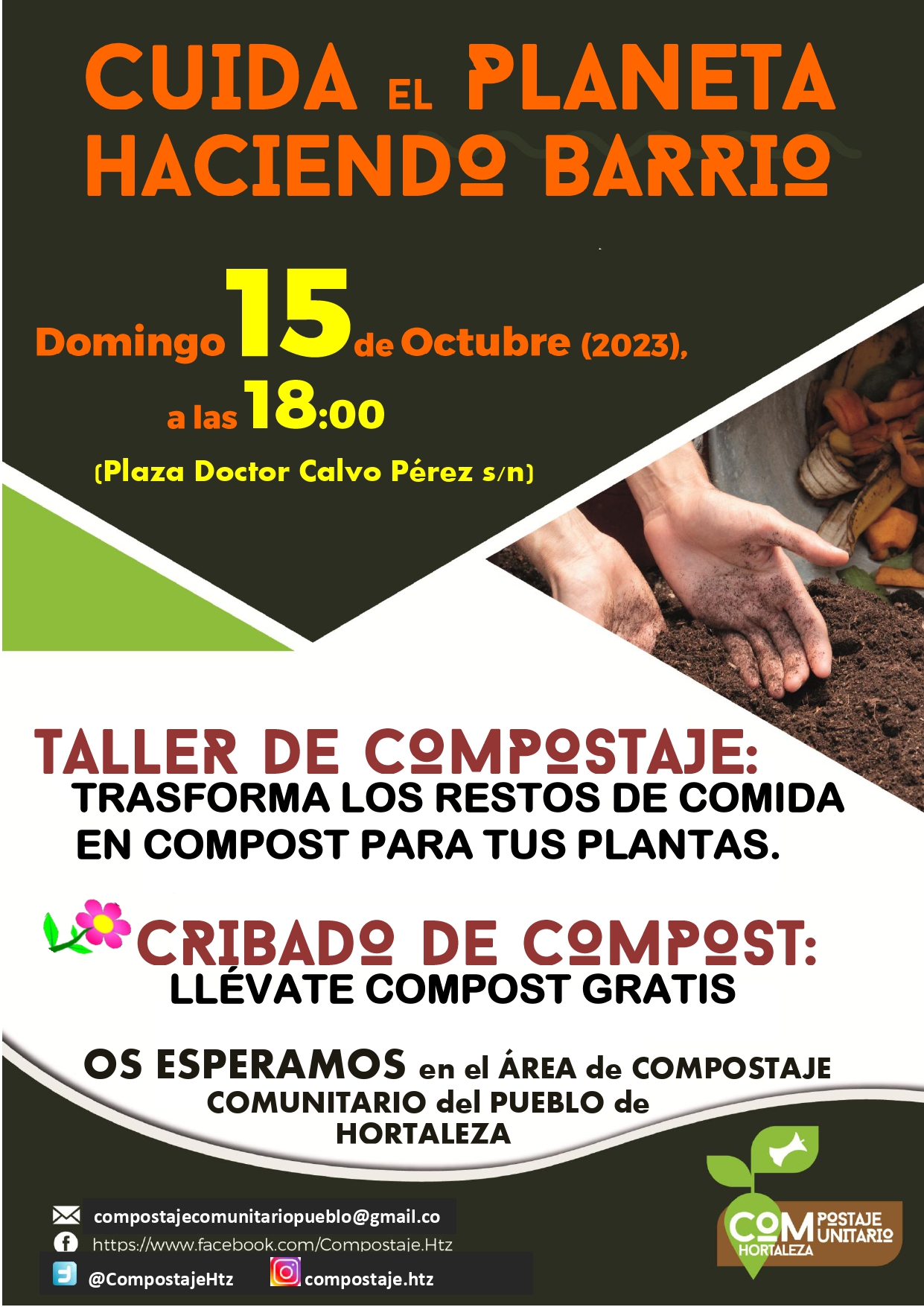 TALLER DE COMPOSTAJE Y CRIBADO en el ÁREA de COMPOSTAJE del PUEBLO de